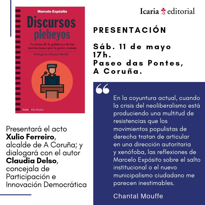 Presentación del libro "Discursos plebeyos. La toma de la palabra y de las instituciones por la gente común" en Santa Cruz de Tenerife, 2019.